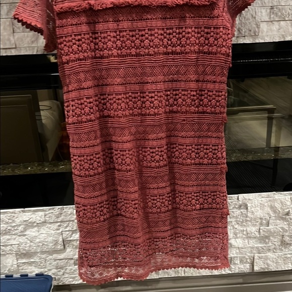 Anthropologie 02Sky Rust Lace Sheath Dress size Large - Picture 12 of 13